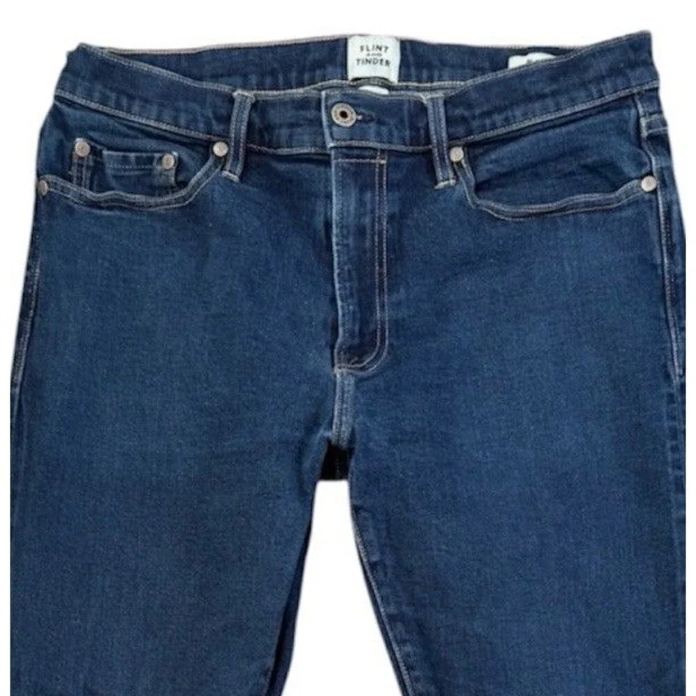 Flint And Tinder Slim Fit Selvidge Dark Wash Jeans Men’s Size 33 By 30